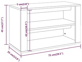 Sapateira Dama - Com 1 Gaveta e 2 Prateleiras - Cor Castanho - 80x35x4