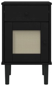 Mesa de cabeceira SENJA 40x35x65 cm pinho maciço preto