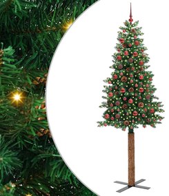 vidaXL Árvore de Natal Slim com 300 LEDs com suporte Verde 210 cm