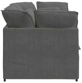 Sofá modular com almofadas tecido corduroy cinzento-escuro