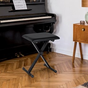 Banco de piano dobrável, banco de piano com altura ajustável entre 37 e 47 cm, assento estofado em PU e pés de metal antiderrapantes, capacidade de ca