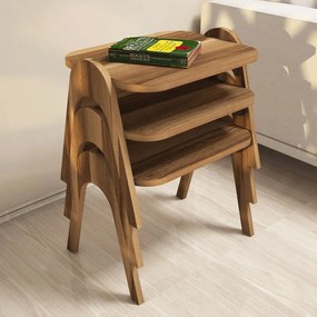 Conjunto de Mesas de Apoio Paris – Cor Nogueira – 48,6 cm x 42 cm x 35