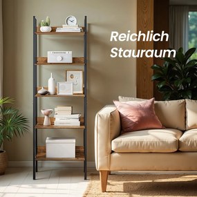 Estante de 5 prateleiras em forma de escada 30 x 60 x 170 cm castanho vintage-preto