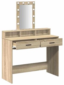 Mesa de Maquiagem vidaXL com Luzes LED Carvalho Sonoma 100x41x140 cm