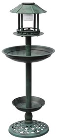 vidaXL Banheira/comedouro de pássaros com luz solar