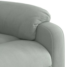Poltrona de massagens reclinável elétrica veludo cinzento-claro