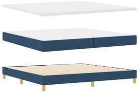 Cama Box Spring com Colchão &amp; LED Azul 200x200 cm Tecido