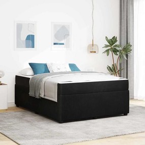 Estrutura de cama com colchão Outros Preto 160 x 200 cm Veludo