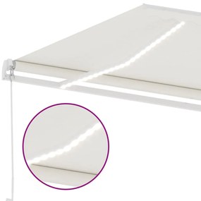 Toldo retrátil manual com LED 600x300 cm cor creme