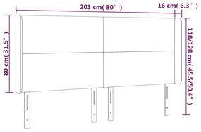 Cabeceira cama c/ abas tecido 203x16x118/128 cm castanho-escuro