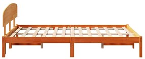 Estrado de Cama com Cabeceira Castanha 120x190 cm Madeira Sólida de Pi