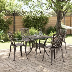 vidaXL 5 pcs conjunto de jantar para jardim alumínio fundido bronze