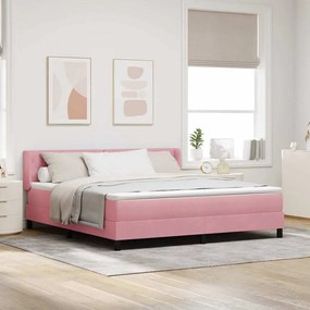 vidaXL Cama Box com colchão com cabeceira Rosa 200 x 180 cm Poliéster