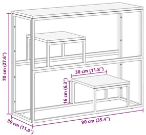 Mesa consola aço inoxidável/madeira de acácia maciça prateado