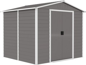 Outsunny Abrigo de ferramentas em metal, resistente às intempéries & inoxidável, trancável, 2,40 x 2,06 x 1,98 m, Cinza claro | Aosom Portugal