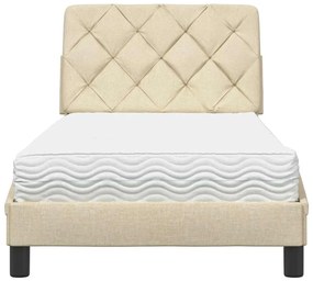 Cama com colchão 90x190 cm tecido cor creme