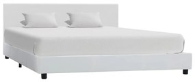 vidaXL Estrutura de cama 160x200 cm couro artificial branco