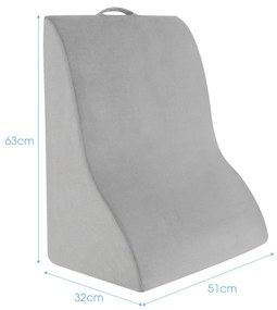 Almofada de leitura em cunha triangular Design curvo único Capa lavável à máquina Almofada lavável à máquina para dormir na cama Gravidez 51 x 32 x 63