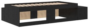 Estrutura de Cama Armazenamento em Carvalho Preto 100x200 cm