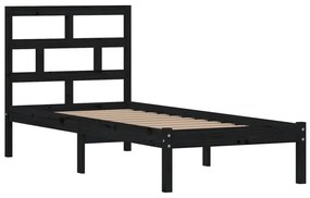 Estrutura cama pequena solteiro 75x190 cm madeira maciça preto