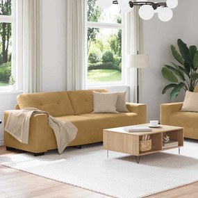 Conjunto de Sofá 2 Peças com Almofadas Veludo Marrom