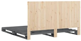 Estrutura de cama com cabeceira 200x200 cm pinho maciço cinza