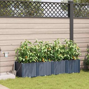 vidaXL Jardineiras de Jardim 1 pc Cinzeto 160 x 40 x 37.5 cm Plástico