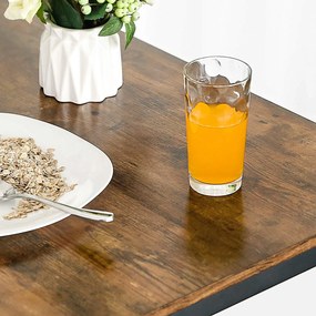 Conjunto Mesa de bar de aspeto industrial com 2 bancos de bar castanho vintage