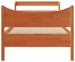 Estrutura cama c/ cabeceira 90x190 cm pinho maciço castanho-mel