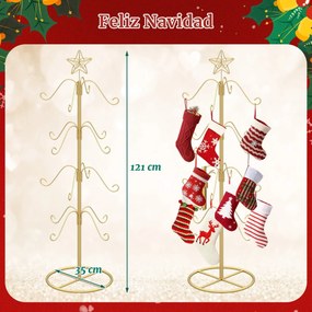 Suporte de Natal para Meias desenho Árvore de Exposição com 16 Ganchos para Pendurar e Estrela Dourado