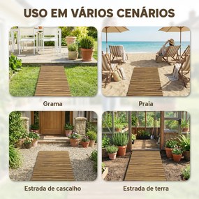 Caminho de Ripas de Madeira Enrolável 120x38 cm Resistente às Intempéries, Decoração de Jardim para Praia e Festa - Acabamento Carbonizado