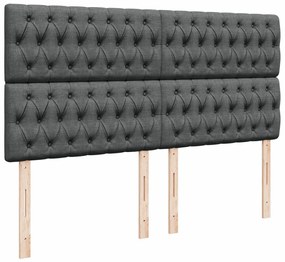 Cama com molas/colchão 200x200 cm tecido cinzento-escuro