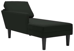 Chaise lounge c/ almofada/apoio de braços direito veludo preto