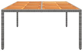 Mesa jardim 200x150x75 cm madeira de acácia e vime PE cinzento