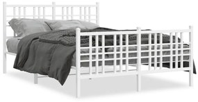 Estrutura de cama com cabeceira e pés 140x200 cm metal branco