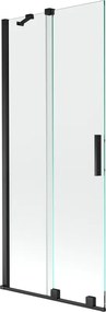 Mexen Velar resguardo de duche de 2 painéis deslizantes 80 x 150 cm, transparente, preto - 896-080-000-01-70