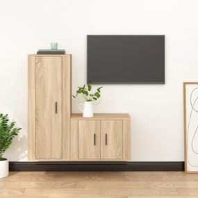 vidaXL 2pcs conjunto móveis de TV derivados de madeira carvalho sonoma