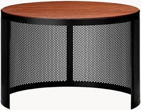 Mesa de apoio redonda em metal com tampo de madeira Pausilius