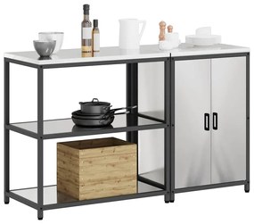 Conjunto de Armazenamento de Cozinha com prateleira 2 pcs Prata