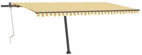 Toldo autom. LED e sensor de vento 500x300 cm amarelo/branco