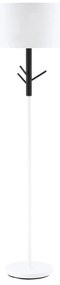 HOMCOM Candeeiro de Pé com Ganchos para Bolsa Chapéus Ecrã de PE Suporte para Lâmpada E27 Máx. 40W e Interruptor de Pé Moderno para Sala de Estar Dormitório Ø38x158cm Branco e Preto