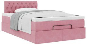 Estrutura de cama otomana com colchão 120x200 cm veludo rosa