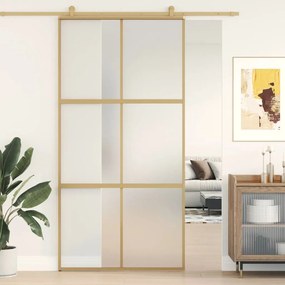 Porta deslizante 102,5x205 cm vidro ESG fosco/alumínio dourado