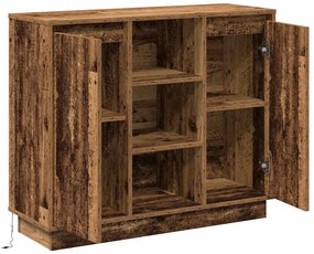 Aparador com LED Madeira Velha 90x32x75 cm Madeira Revestida