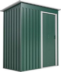 Outsunny Abrigo de Jardim Exterior 1,5 m² 163x89x182 cm Abrigo Metálico para Ferramentas com Porta de Correr e Teto Inclinado Verde | Aosom Portugal