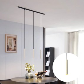 Sistema de iluminação de trilho moderno com 3 pendentes bege com preto monofásico - Slimline Keno