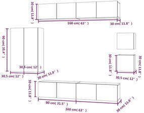 Conjunto móveis de TV 8 pcs madeira processada carvalho sonoma