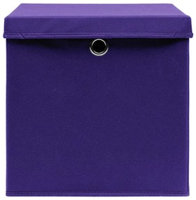 Caixas de arrumação com tampas 10 pcs 32x32x32 cm tecido roxo