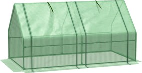 Mini estufa de jardim, em túnel, 180 x 90 x 90 cm, aço, PE de alta densidade 140 g/m², proteção anti-UV, janelas com fecho de correr, verde