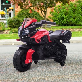 HOMCOM Moto Elétrica para Crianças a partir de 18 Meses 6V com Faróis Buzina 2 Rodas de Equilibrio Velocidade Máx. de 3km/h Motocicleta de Brinquedo 88,5x42,5x49cm Vermelho